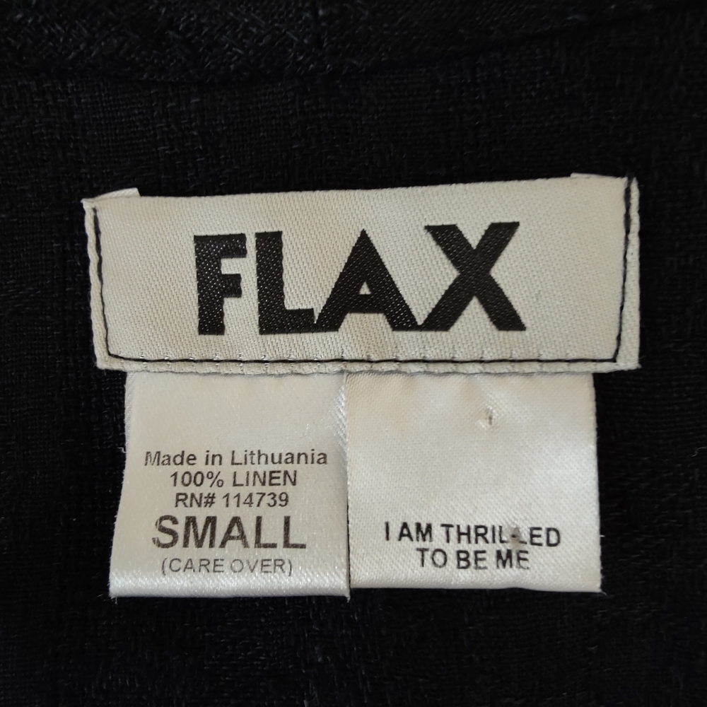 Flax short sleeve black jacquard tunic, relaxed fit, Size S - Picture 8 of 11